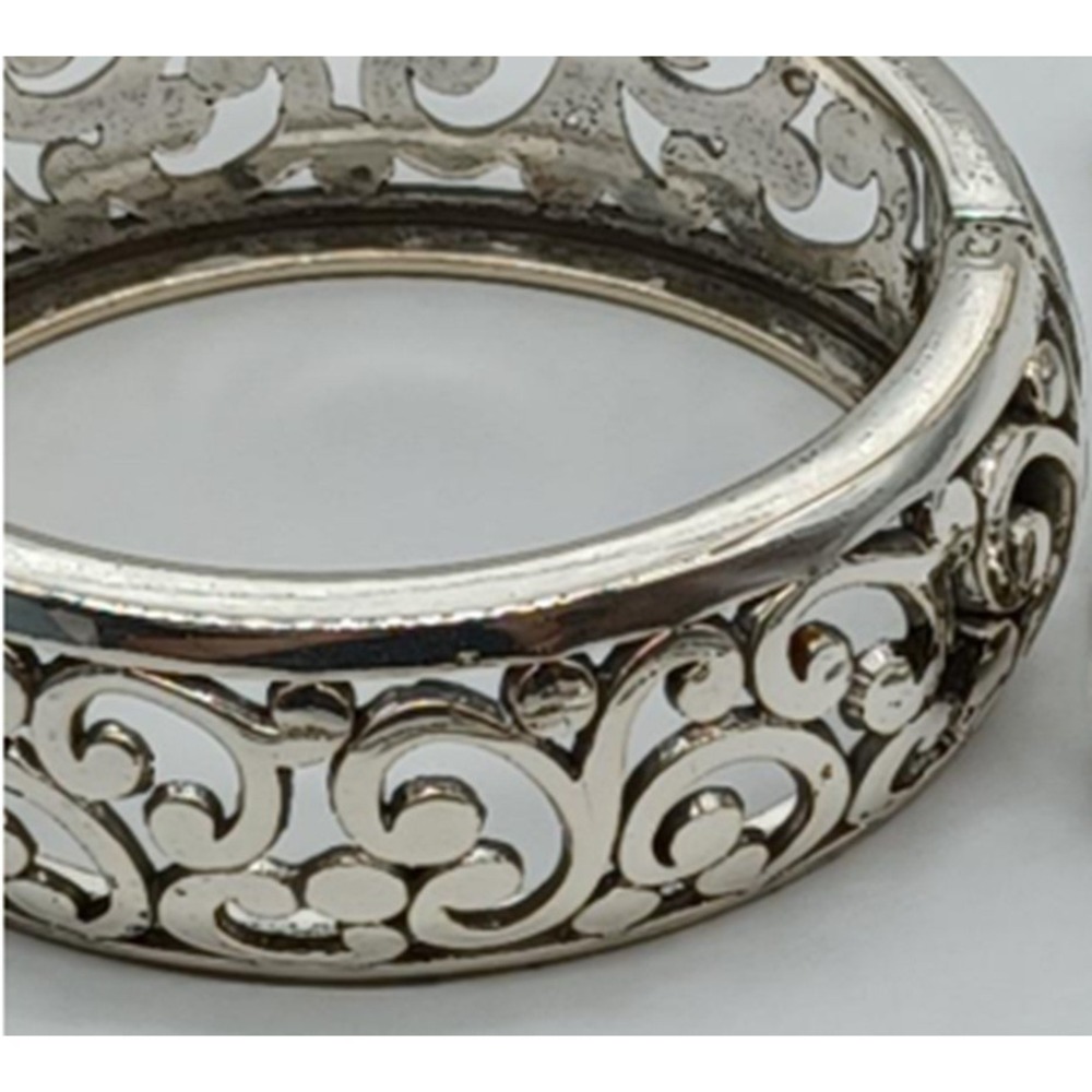 Vintage Brighton 'Contempo' Filigree Scroll Bangle Bracelet Hinged Clamper